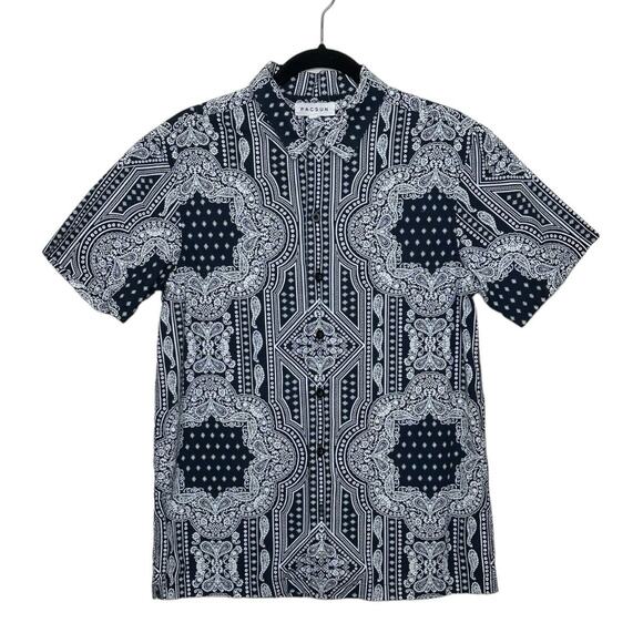 Pacsun blue white paisley print casual shirt size Small - Picture 1 of 8